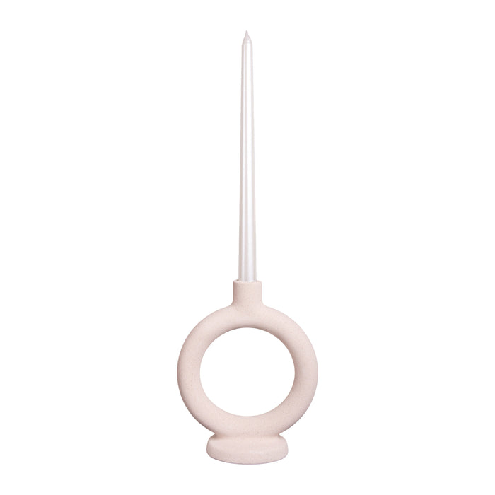 QUVIO Ronde kaarsenhouder - Rond - Keramiek - Gebroken wit - Groot