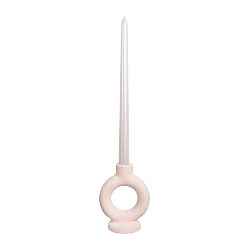 QUVIO Ronde kaarsenhouder - Rond - Keramiek - Gebroken wit - Klein