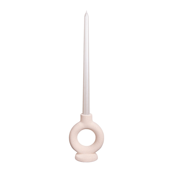 QUVIO Ronde kaarsenhouder - Rond - Keramiek - Gebroken wit - Klein