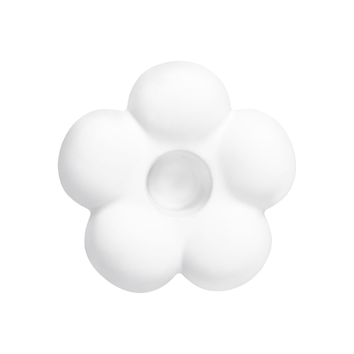QUVIO Kandelaar bloemvorm - Klein - Keramiek - ø8,7 cm - Wit