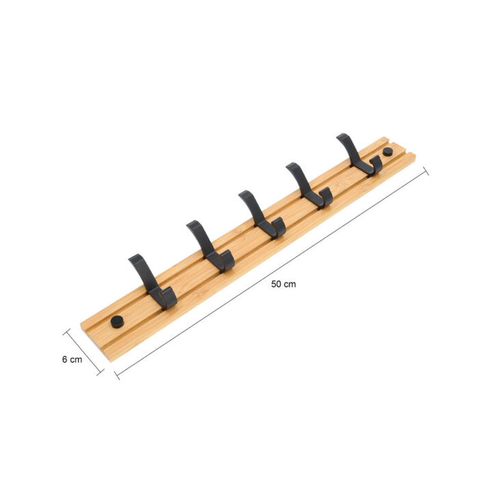 QUVIO Kapstok – Verstelbare hangers – Bamboe en staal – 1,5 x 50 x 6 cm - ThatLyfeStyle