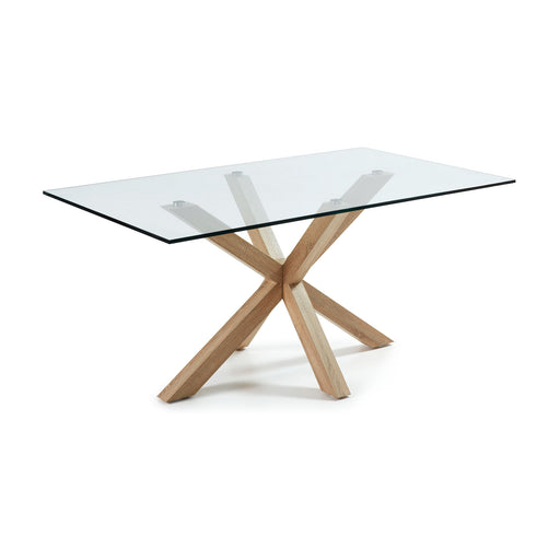 Kave Home Eettafel Argo hout / glas, 160 x 90cm - Hout,Transparant