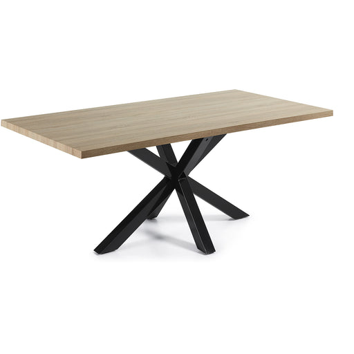 Kave Home Eettafel Argo Zwart/Eiken, 200 x 100cm
