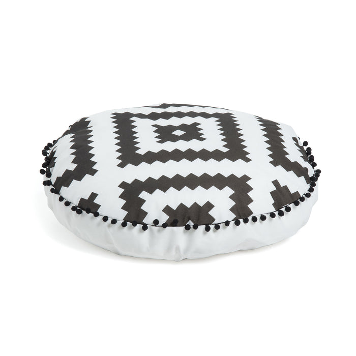 Kave Home Poef Ethnie 60cm - Wit/zwart