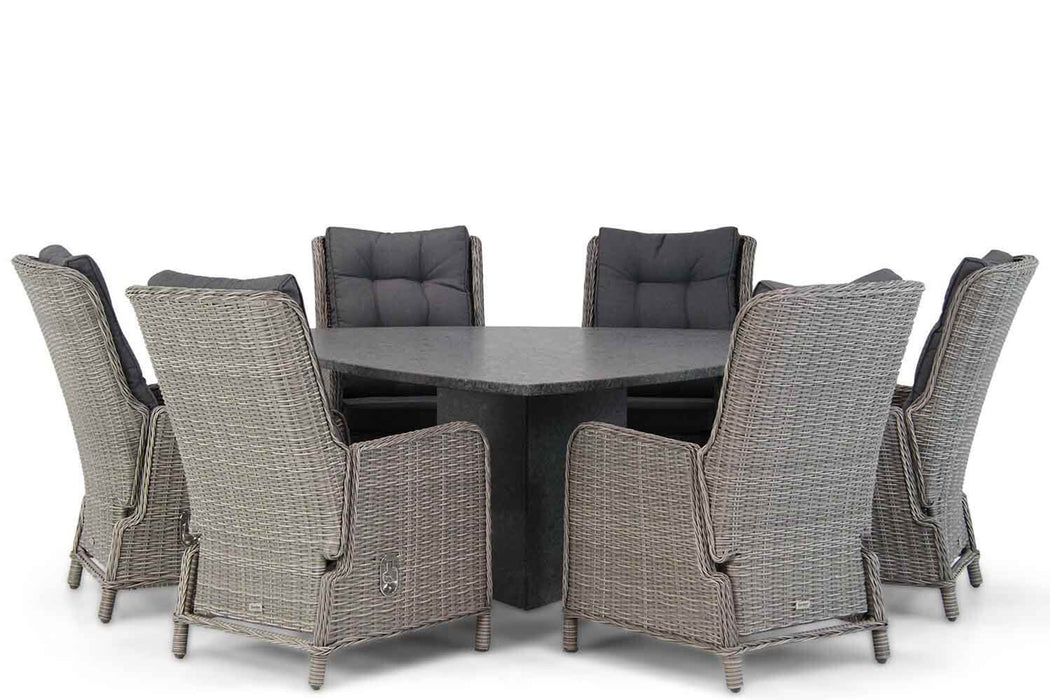 Garden Collections Kingston/Graniet 170 cm triangel dining tuinset 7-delig