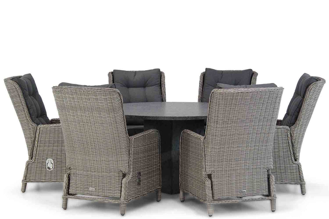 Garden Collections Kingston/Graniet 140 cm rond dining tuinset 7-delig