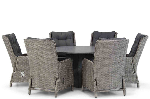 Garden Collections Kingston/Graniet 140 cm rond dining tuinset 7-delig