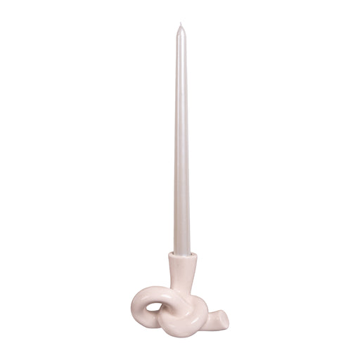 QUVIO Kaarsenhouder knot - Knot - Keramiek - Beige