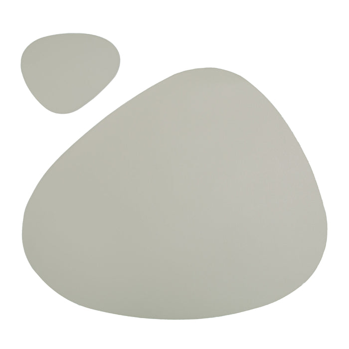 Krumble Placemat en onderzetter set - PU Leer - Zilver