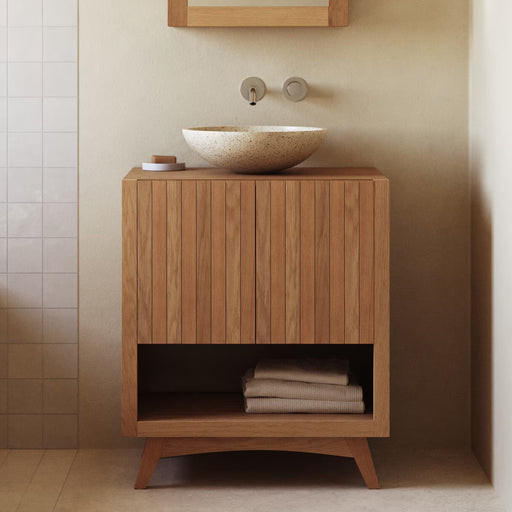 Kave Home Badkamermeubel Kuveni Met 2 deuren, Teakhout (excl. waskom) - ThatLyfeStyle
