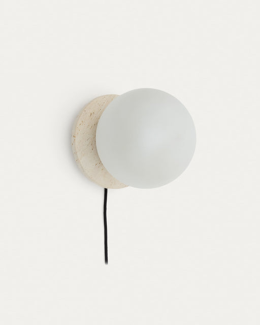 Kave Home Wandlamp Malachi Travertin en glas - Wit