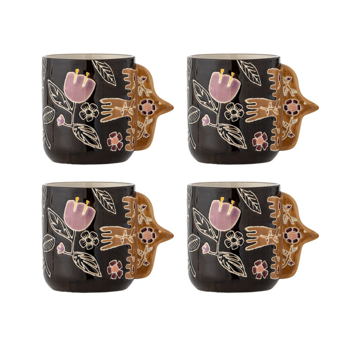 Bloomingville Mok Vivielle Set van 4 stuks - Zwart