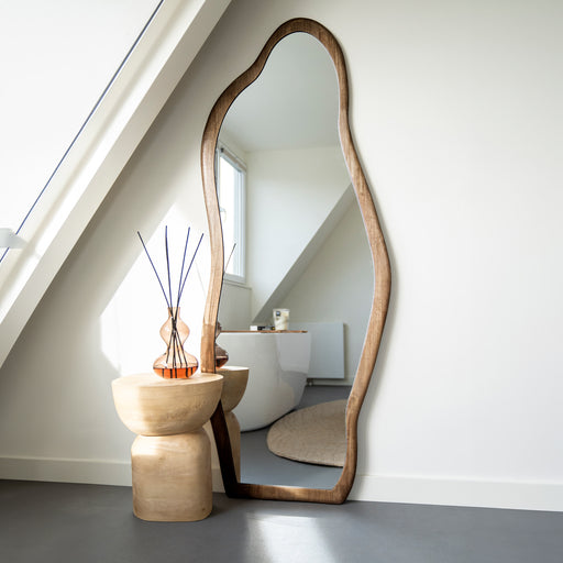 By-Boo Organische Spiegel Laban Hout, 180 x 72cm - Natuurlijk - Japandi - Passpiegel