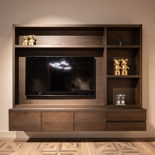 Richmond Zwevende TV-kast Lachance Eikenfineer, 176 x 220cm - bruin - cinewall - ThatLyfeStyle