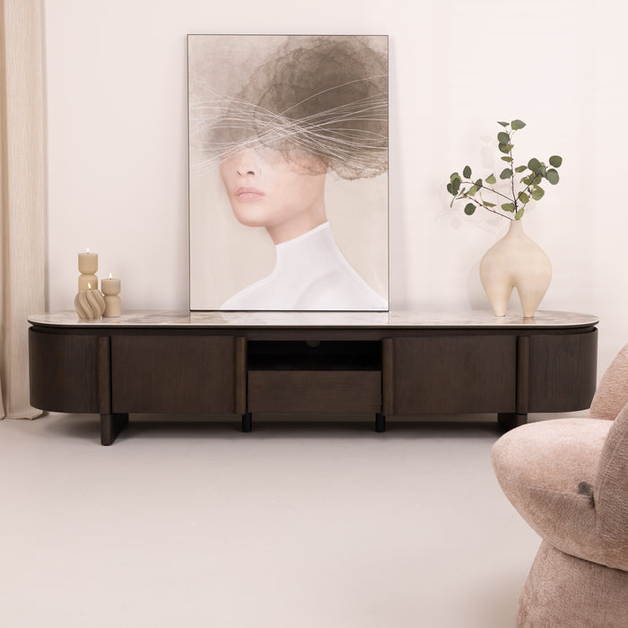 Richmond TV-meubel Langford Marmerlook en eiken, 220cm - Bruin