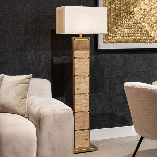 Richmond Vloerlamp Meyra Marmer, 150cm hoog - Bruin