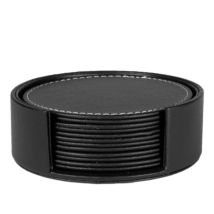 QUVIO Onderzetters 6 stuks - Diameter 10 cm - Leer