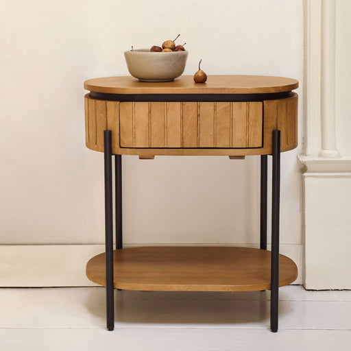 Kave Home Nachtkastje Licia Mangohout, Met 1 lade - Naturel