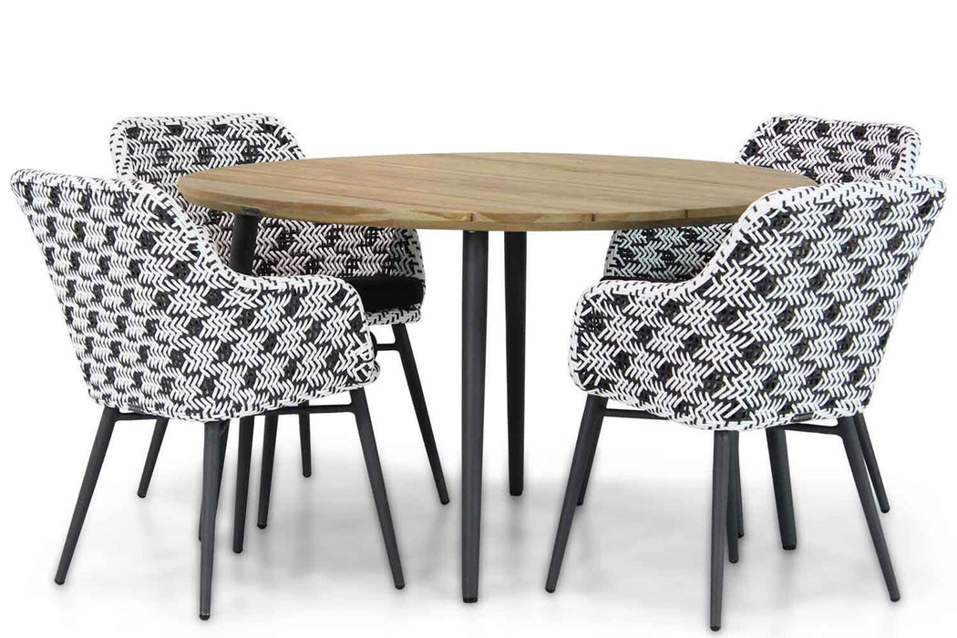 Lifestyle Crossway/Montana 130 cm rond dining tuinset 5-delig - 9905