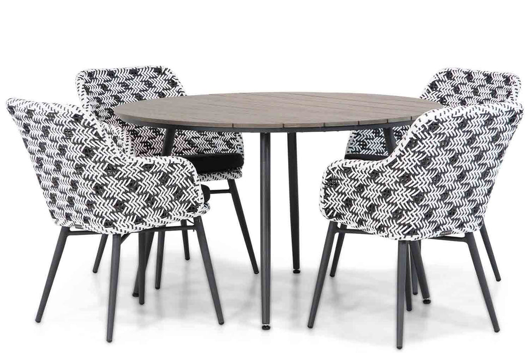 Lifestyle Crossway/Matale 125 cm rond dining tuinset 5-delig - 17307