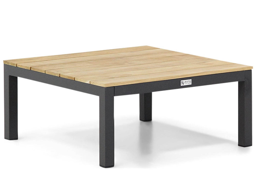 Lifestyle Palm Beach loungetafel 70x70 cm antraciet/teak