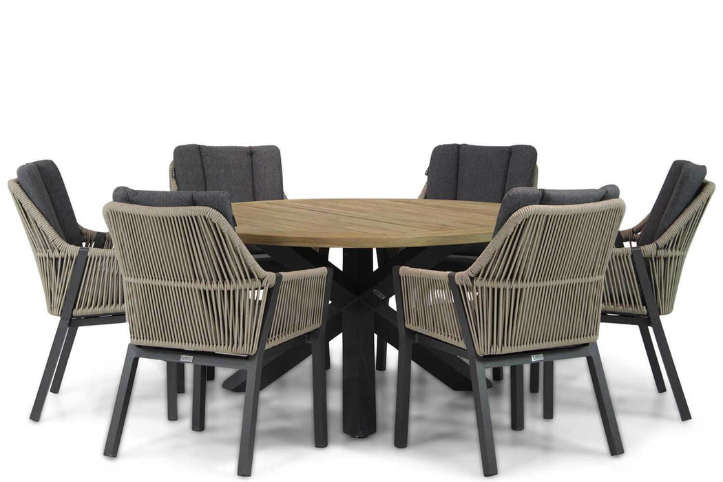 Lifestyle Verona/Rockville 160 cm rond dining tuinset 7-delig