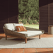 Kave Home Ligbed Olbia Tweepersoons, Rattan en teakhout - Groen