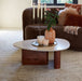 Light & Living Salontafel Mahelona Travertin en Acaciahout, 90 x 72cm - Bruin - Organisch - Japandi