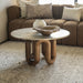 By-Boo Ronde Salontafel LoopStone Marmer en mangohout, 80cm - Natuurlijk