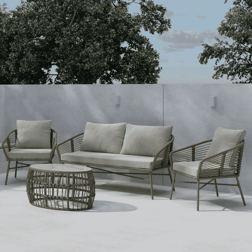 Nohr Loungeset Clare Met bank, 2 stoelen en tafel - Beige/Bruin - ThatLyfeStyle