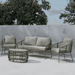 Nohr Loungeset Clare Met bank, 2 stoelen en tafel - Beige/Bruin - ThatLyfeStyle
