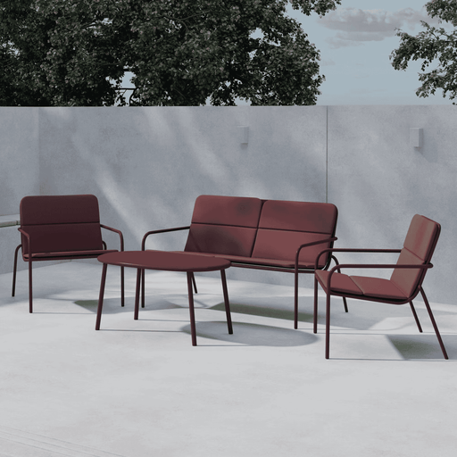 Nohr Loungeset Shayn Met bank, 2 stoelen en tafel - Burgundy - ThatLyfeStyle