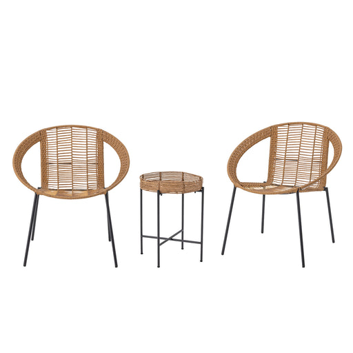 Bloomingville Loungeset Dudine Met 2 stoelen en tafeltje, Rotan - Naturel - ThatLyfeStyle