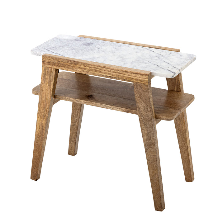 Bloomingville Bijzettafel Livi Marmer en mangohout, 61 x 30cm - Naturel