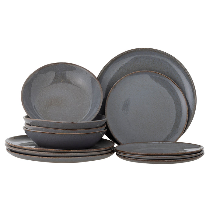 Bloomingville Serviesset Sandrine Set van 12 stuks - Grijs