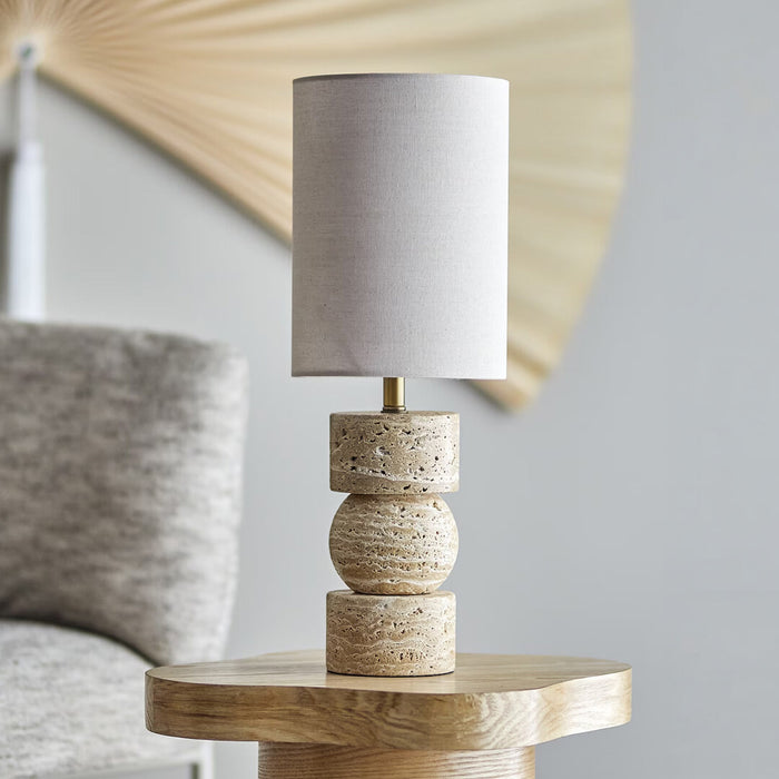 Bloomingville Tafellamp Marci Travertin en linnen, 53cm hoog - Naturel