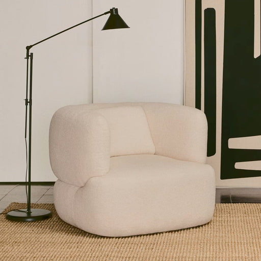 Kave Home Draaifauteuil Martina Bouclé - Wit - Japandi
