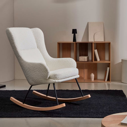Kave Home Schommelstoel Maustin Bouclé - Wit - ThatLyfeStyle