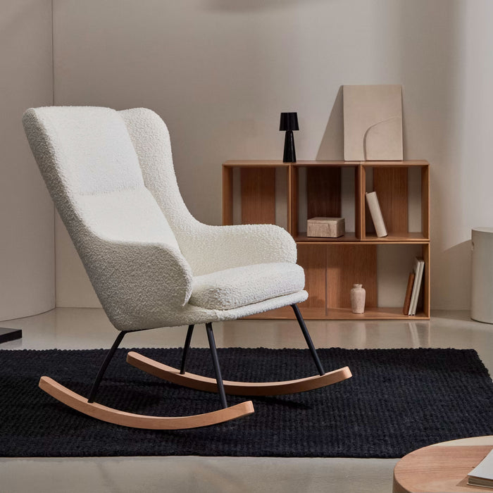Kave Home Schommelstoel Maustin Bouclé - Wit - ThatLyfeStyle