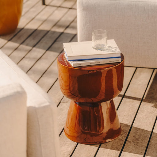 Kave Home Ronde Bijzettafel Mesquida Keramiek, 36cm - Terracotta