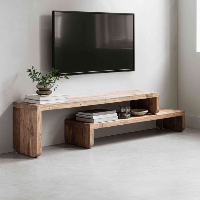 MUST Living TV-meubel uitschuifbaar Motus Teakhout,125/140cm - Bruin