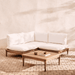 Kave Home Modulaire Loungeset Portitxol Teakhout, Met 1 hoekfauteuil, 2 fauteuils en salontafel - Wit