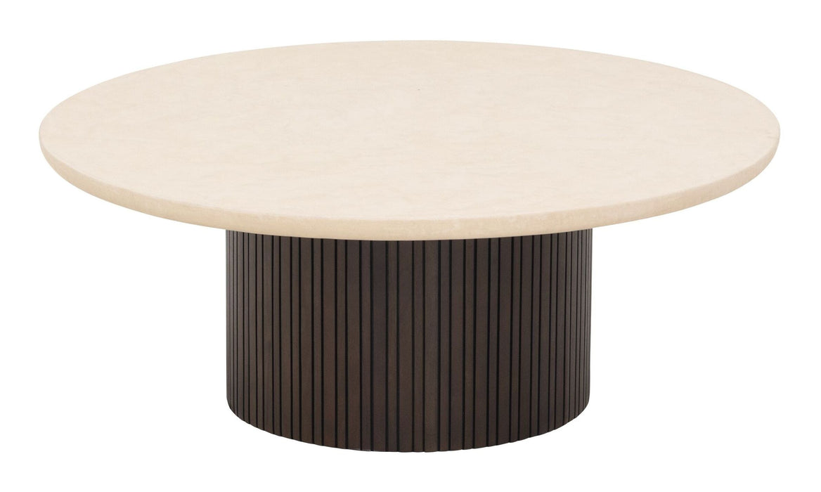 DTP Home Ronde Salontafel Maroon Mortex & Mahoniehout, Ø90cm - Wit