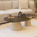Sohome Organische Salontafel Jacky Set van 2 stuks, Glas en betonlook - Beige
