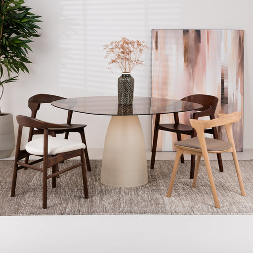 Sohome Organische Eettafel Jacky Glas en betonlook, 140 x 120 cm - Beige
