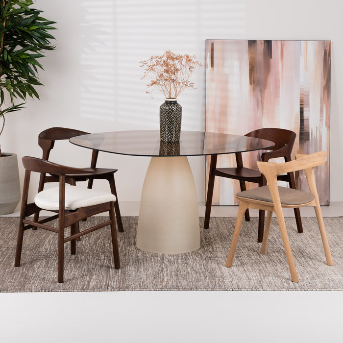 Sohome Organische Eettafel Jacky Glas en betonlook, 140 x 120 cm - Beige