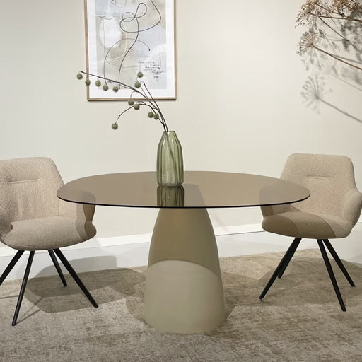 Brix Organische Eettafel Mylon Glas en betonlook, 140 cm - Beige
