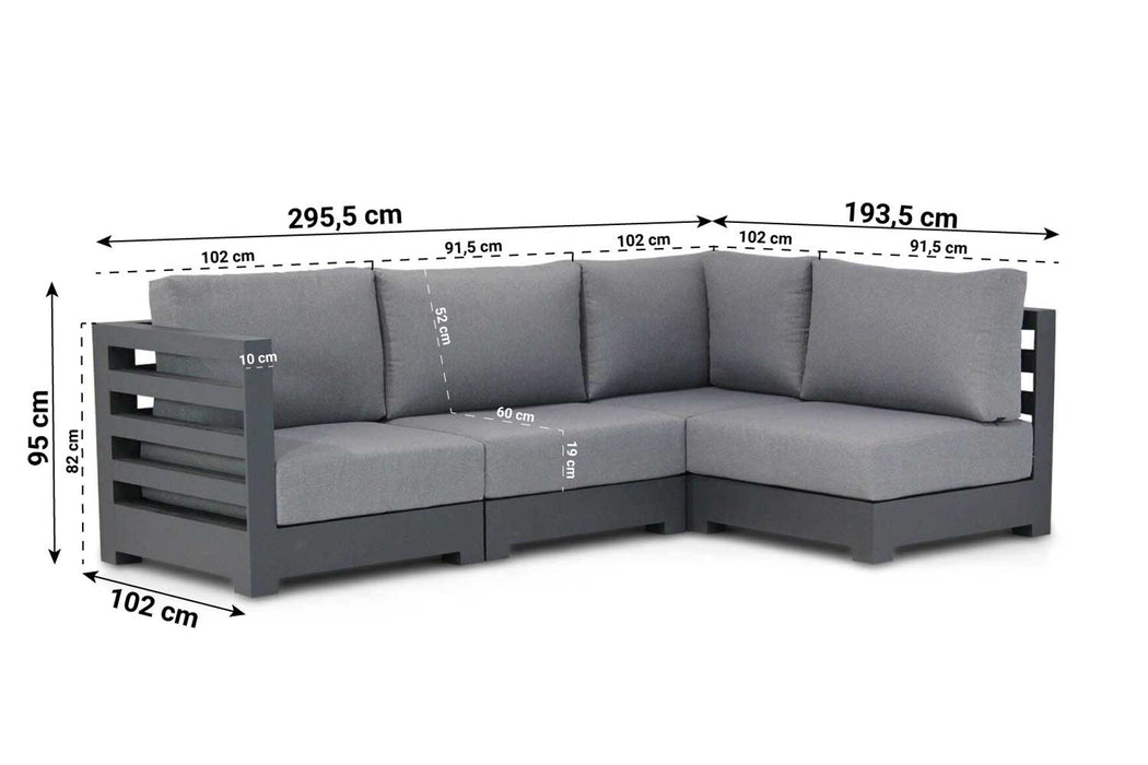Santika Phantom chaise longue loungeset 4-delig - 14705