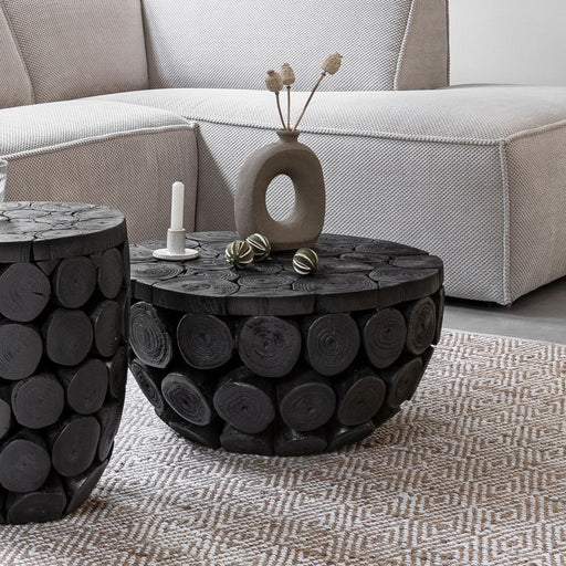 MUST Living Rond Salontafel Cone Teakhout 62cm - Zwart