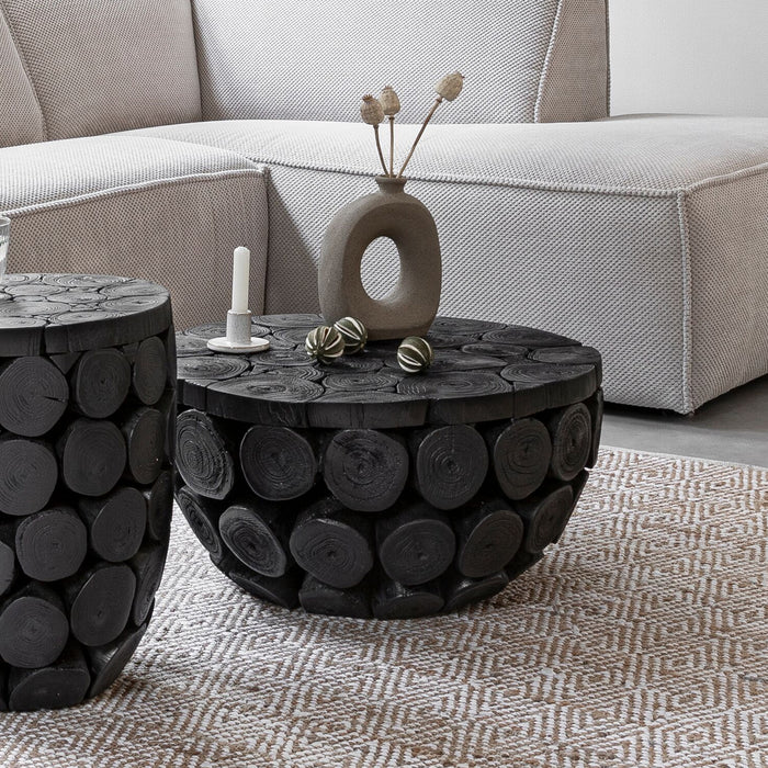 MUST Living Rond Salontafel Cone Teakhout, 62cm - Zwart